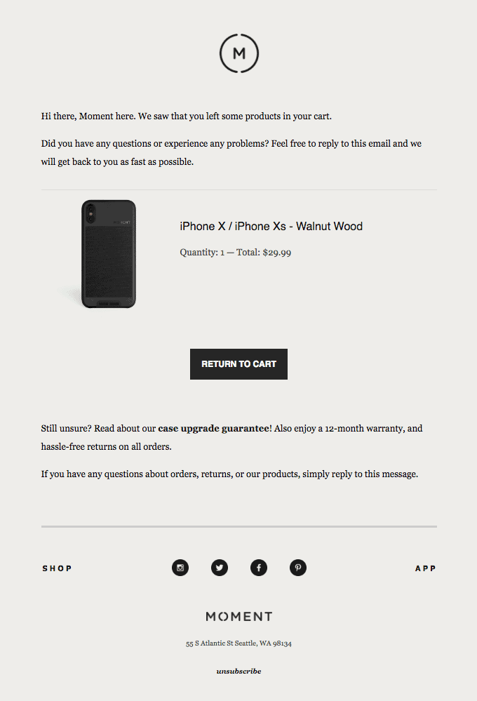 Reminder email example