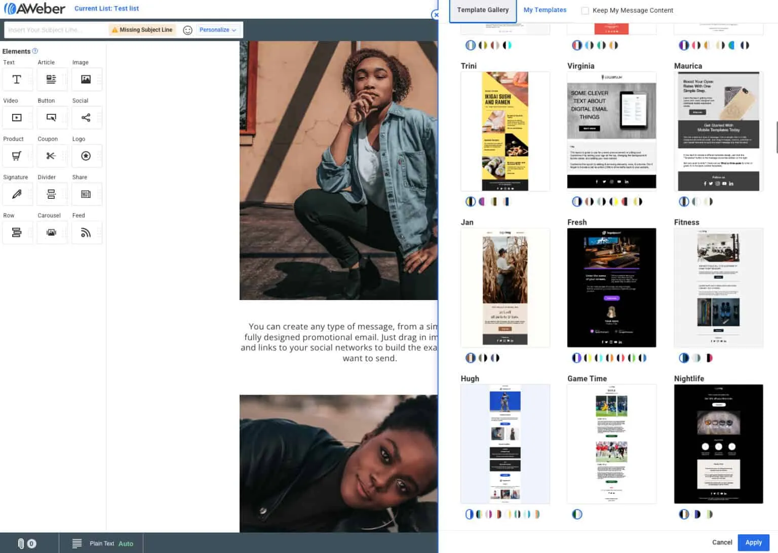 AWeber template gallery