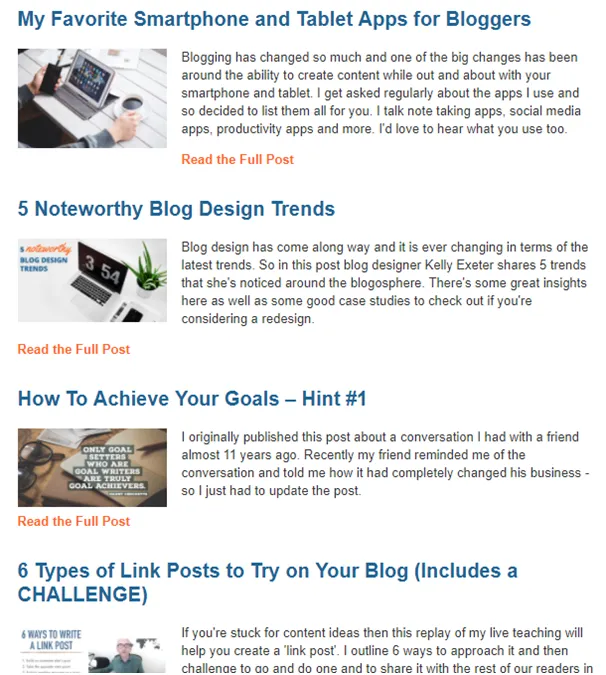 Newsletter featuring a roundup of the best blog articles