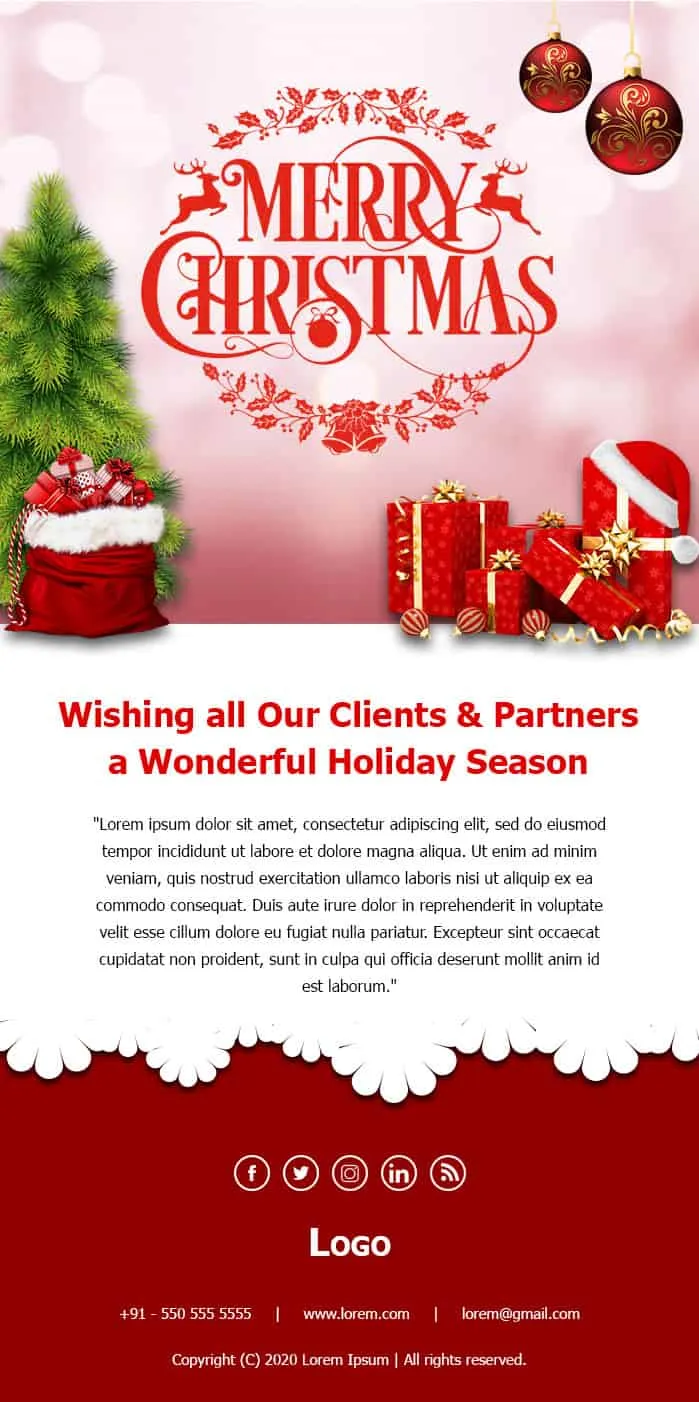 Christmas newsletter wishing clients and partners a wonderful holiday season