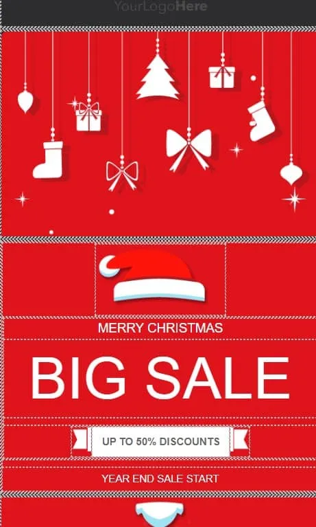 Merry Christmas big sale newsletter offering up to 50% discounts