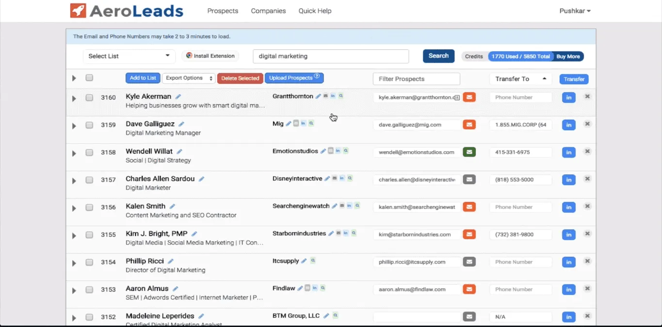 AeroLeads dashboard