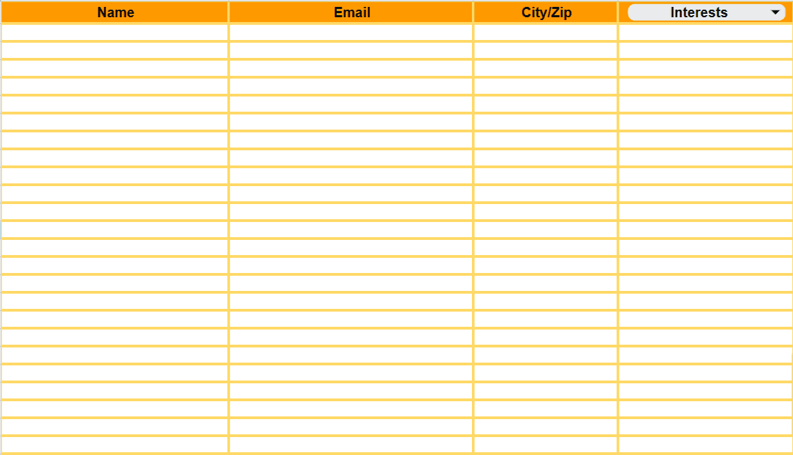 google sheet for email list_email marketing for public speakers