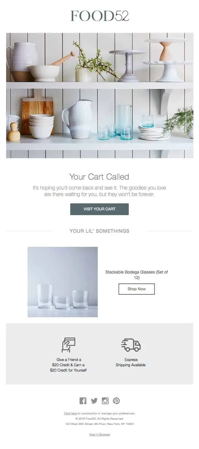 Cart abandonment emails