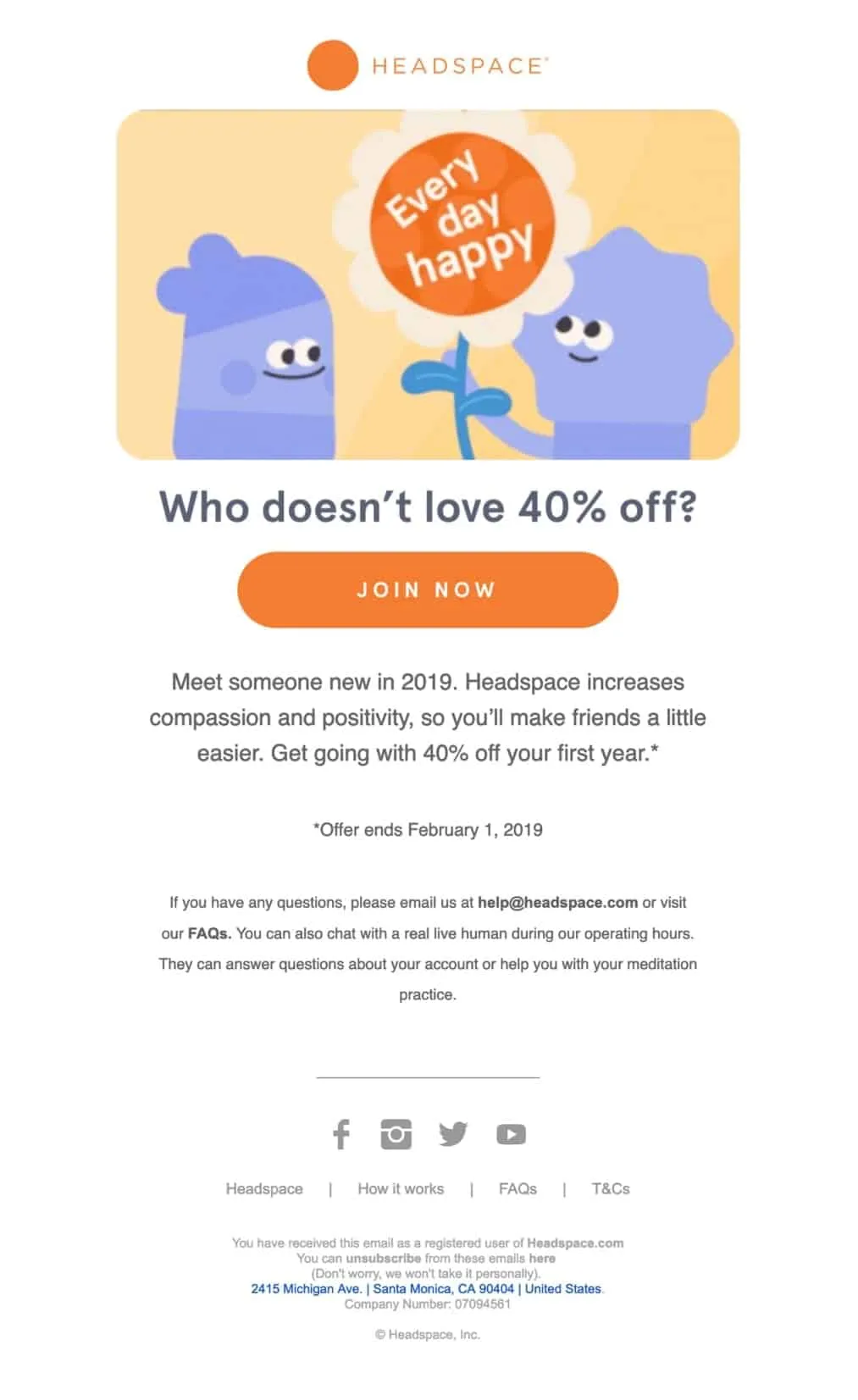 Promotional email example