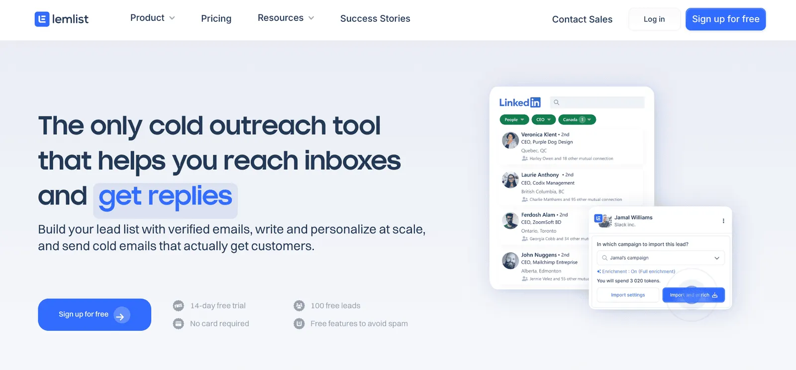 Lemlist - Landing page
