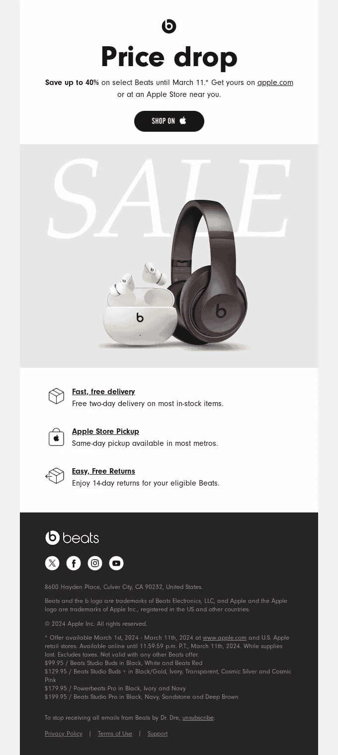 beats music flash sale email
