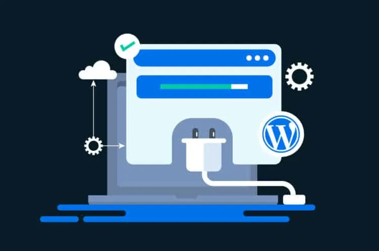 Illustration of a WordPress plugin being plugged into a website