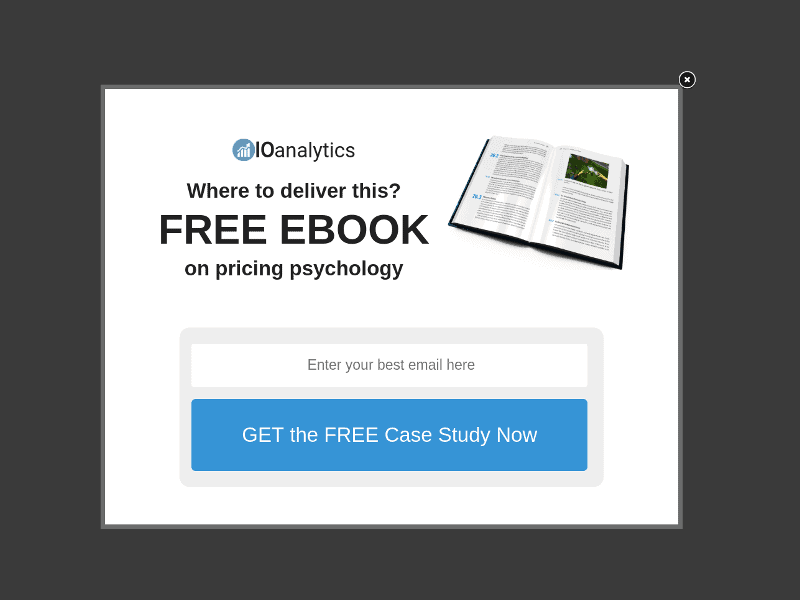 Lead magnet popup offering a free ebook on pricing psychology