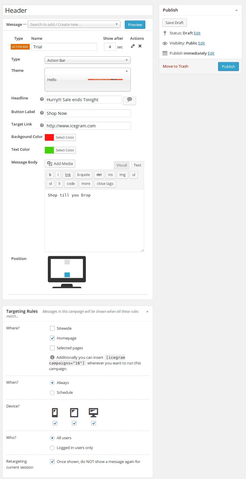 designing the notification bar