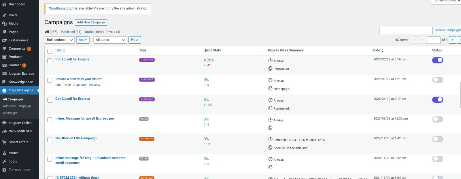 Icegram Engage dashboard