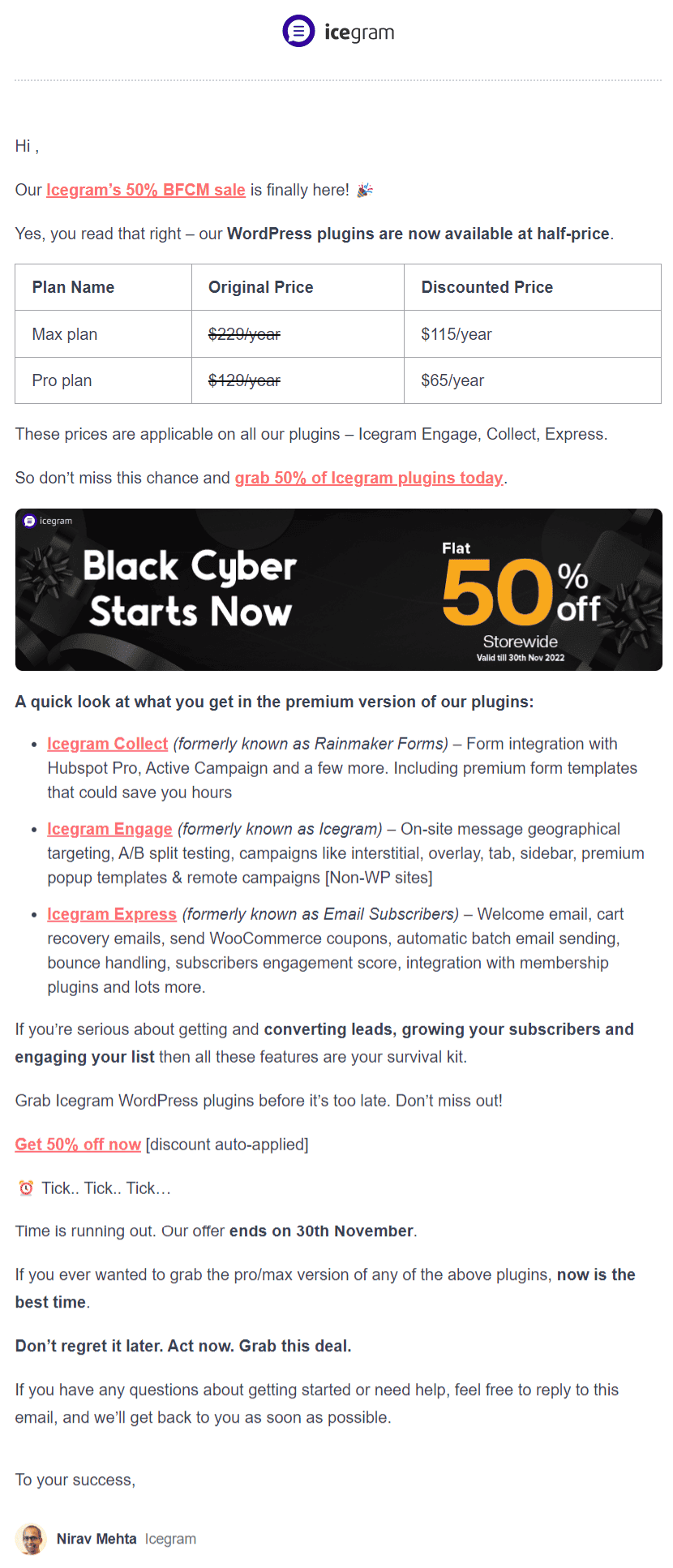 promotional emails - Icegram express