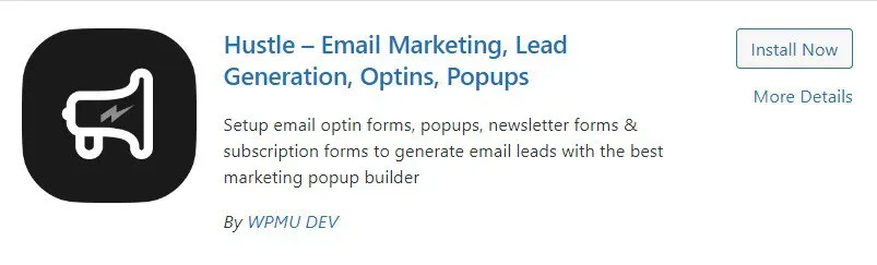 Hustle plugin for email marketing, lead generation, optins and popups