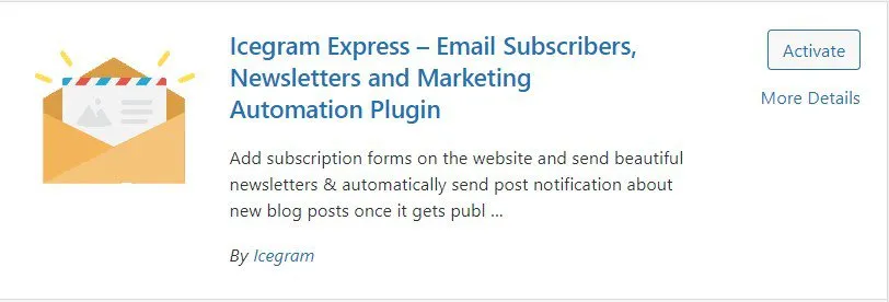 Icegram Express plugin for email subscribers, newsletters and marketing automation