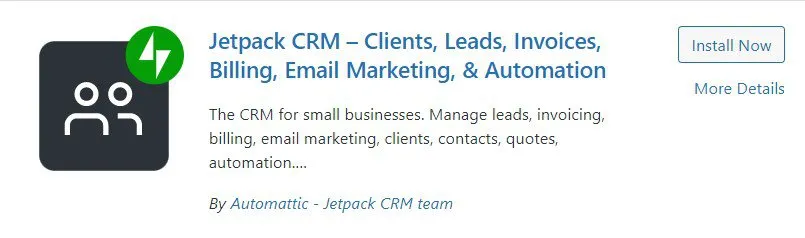 Jetpack CRM plugin for clients, leads, invoices, billing and email marketing