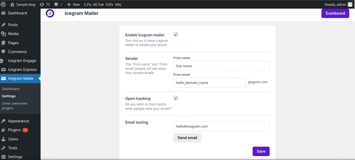 Configure basic Icegram Mailer settings
