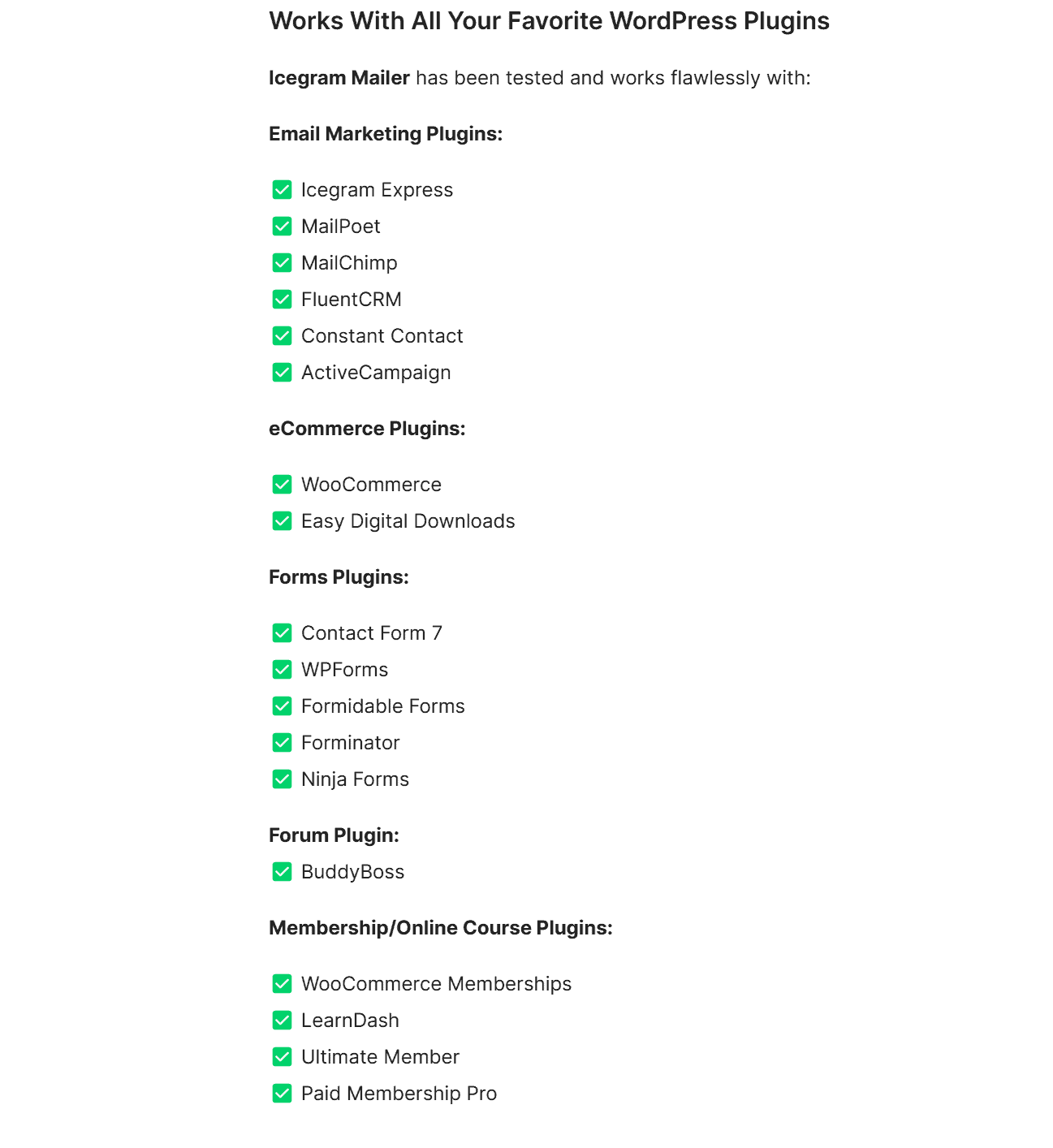 Plugins compatible with Icegram Mailer