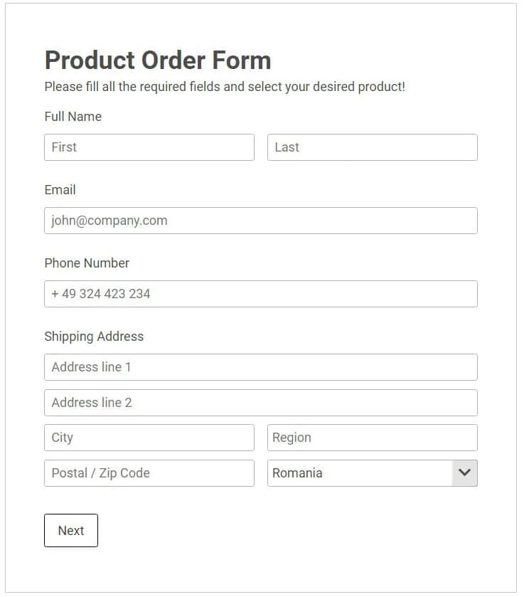 Order form