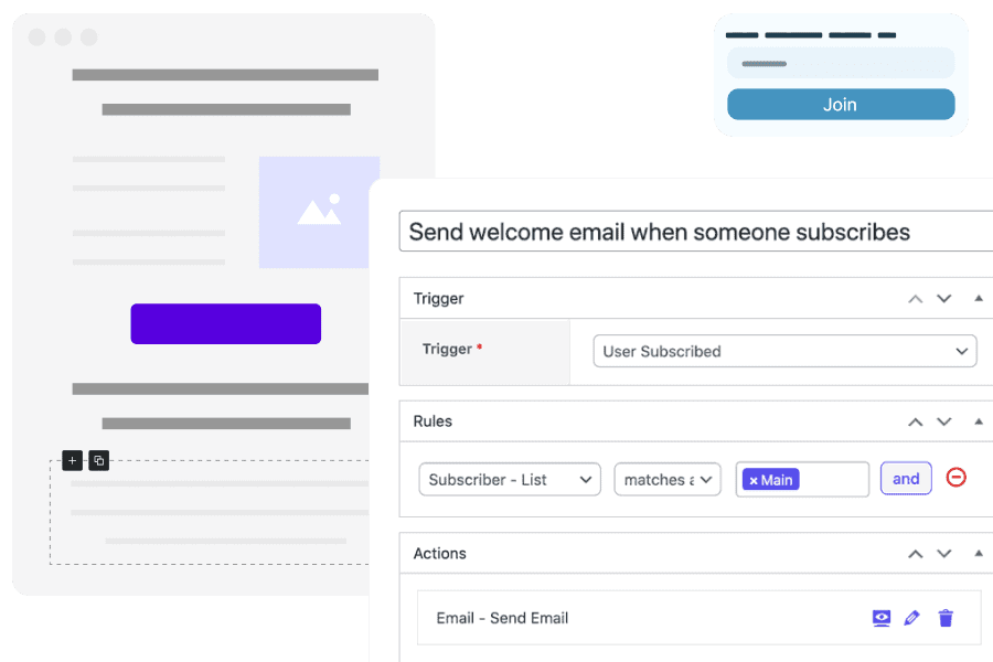 Icegram Express workflow sending a welcome email when someone subscribes