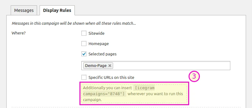 Copy the shortcode of this campaign