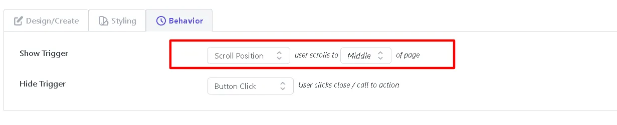 To show any Icegram message when a visitor scrolls half of the page