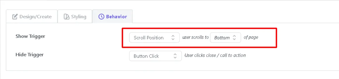To show any Icegram message when a visitor scrolls to the end of the page