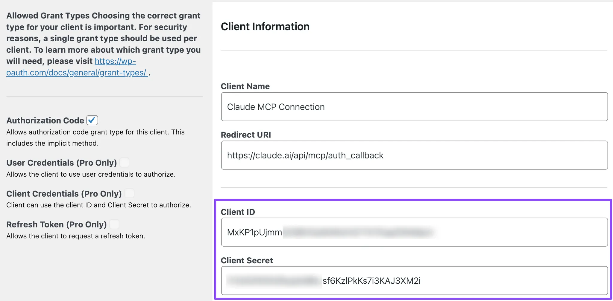 OAuth-settings
