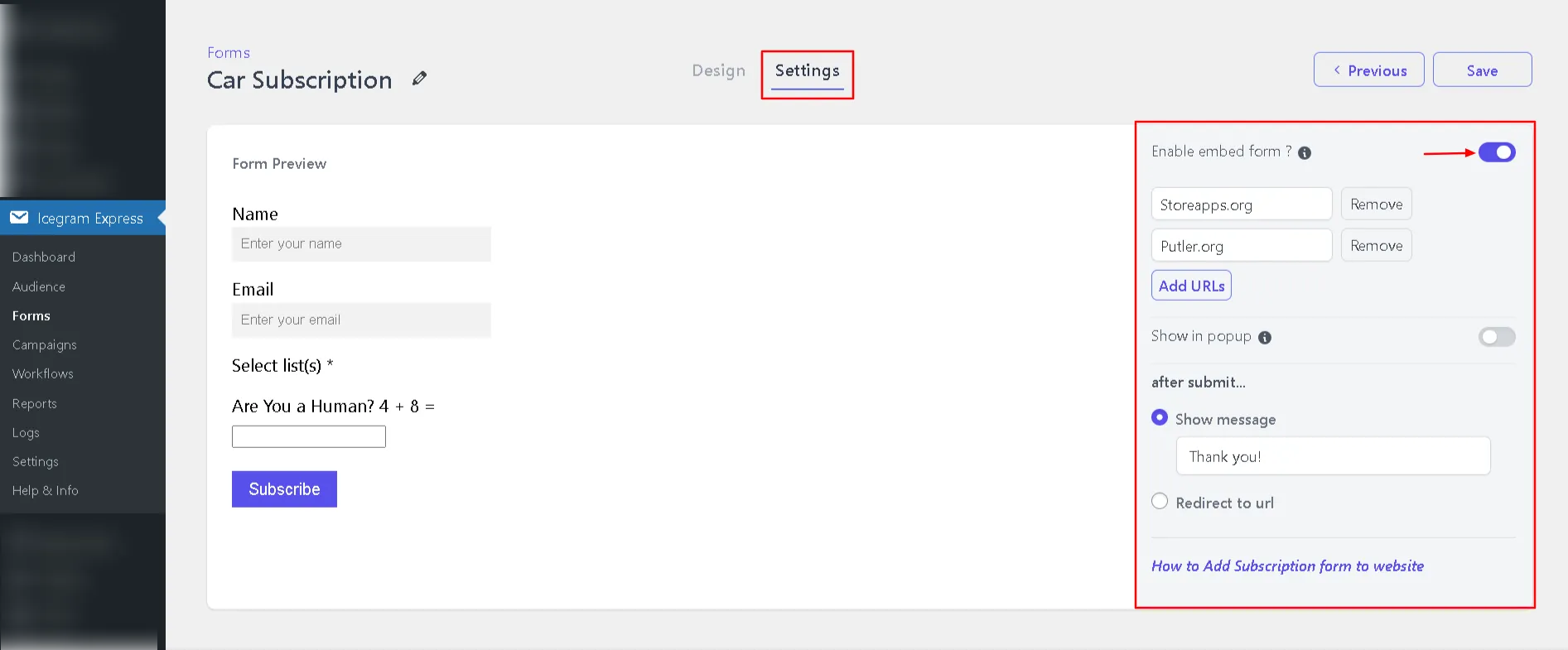 How to embed the Email Subscribers form on your website