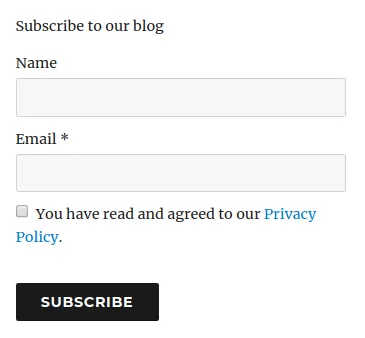 es widget with consent checkbox