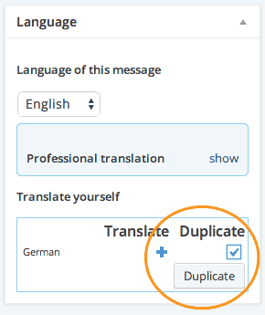 Duplicate a message for translation in WPML
