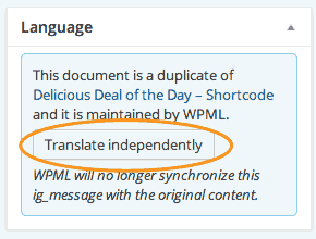 Translate a duplicated message independently