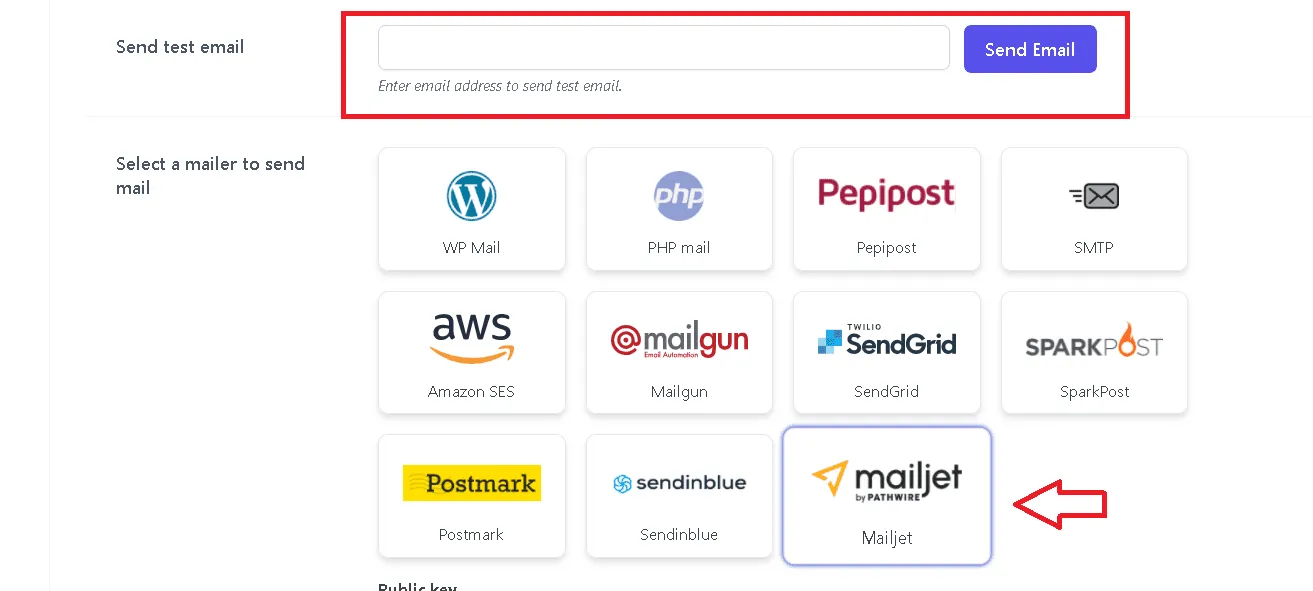 Test email using Mailjet