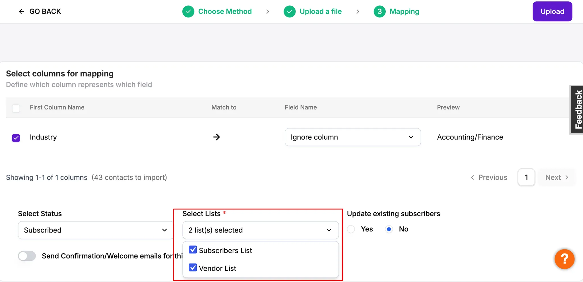 Select Multiple List