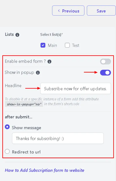 enable popup