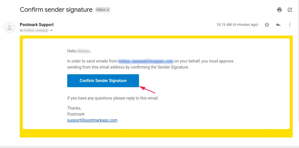 Sender Signature – Confirmation Email