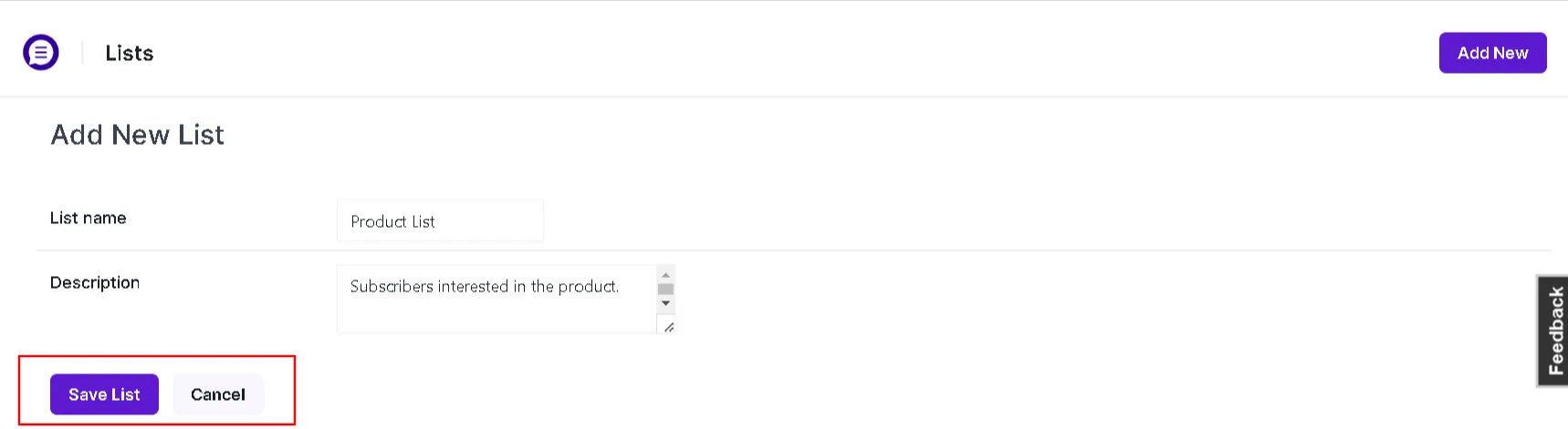 Add New List scaled