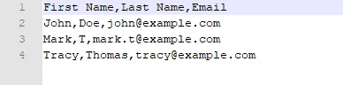 Choose file to upload the CSV file
