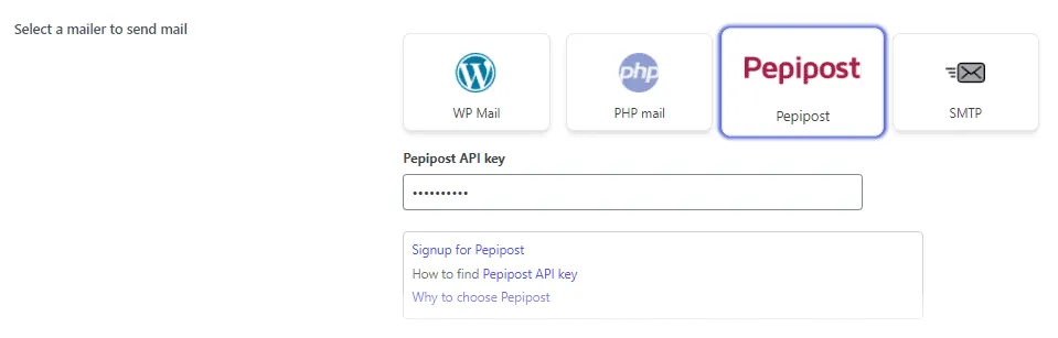 Select a mailer to send mail