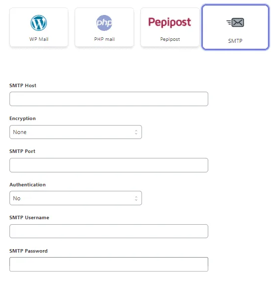 click on the SMTP icon