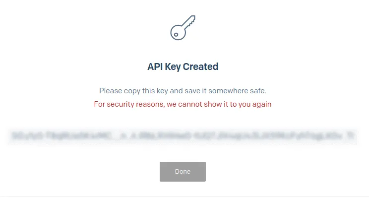 API key created