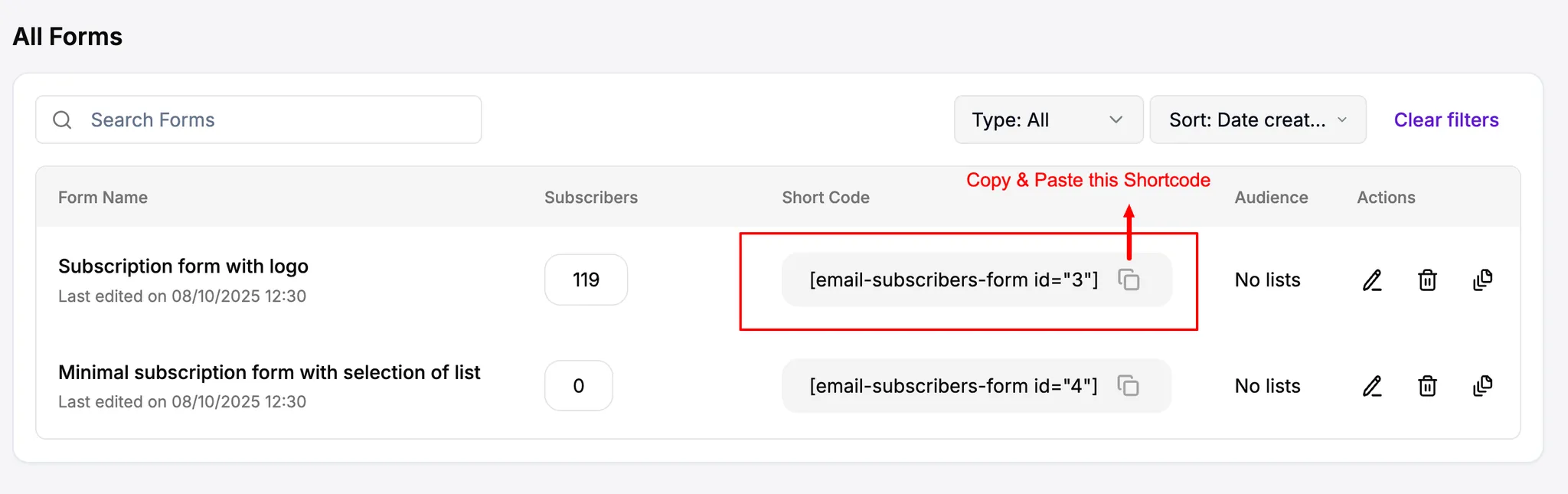 subscription form embedded anywhere