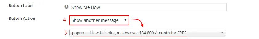 Show another message on CTA Click