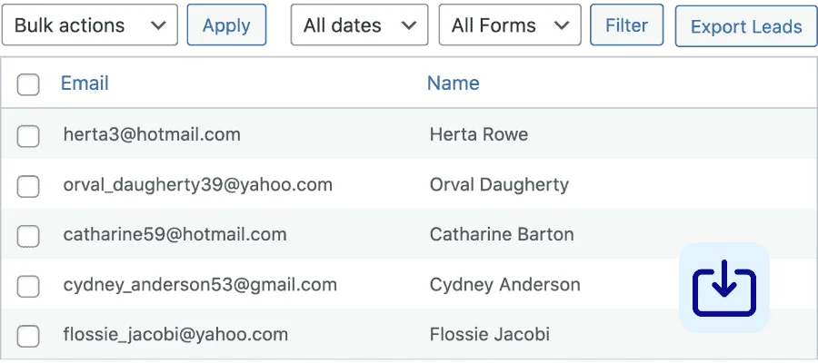 Automatically save leads to database