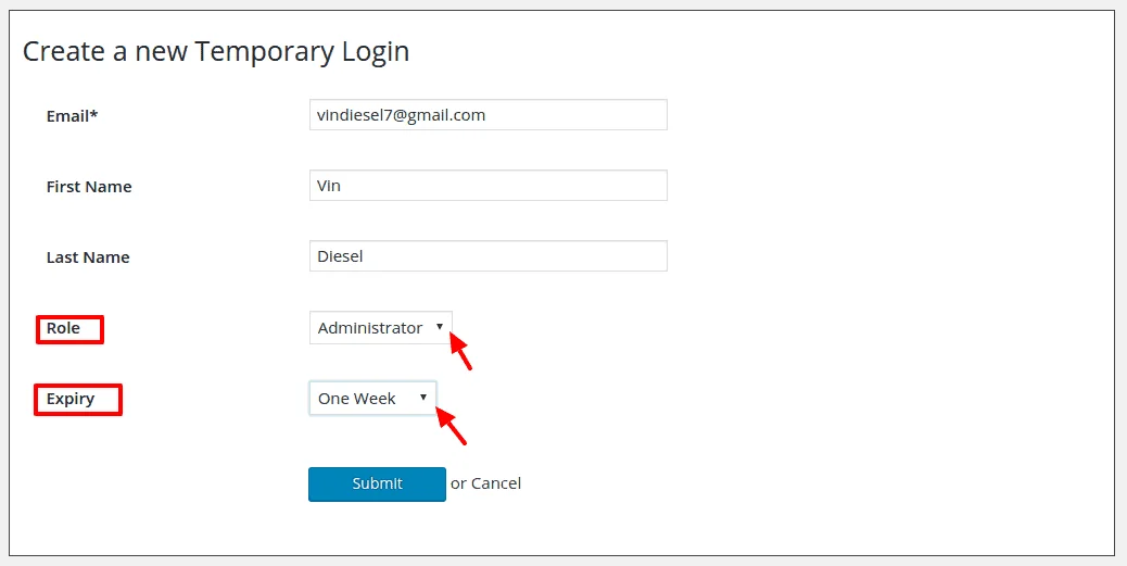 Create a Temporary Login Without Password